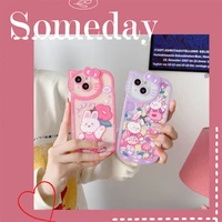 flower bunny for iphone12 cartoon 13promax hello kitty head phone case apple 13 soft case xs