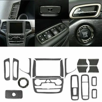 19pcs carbon fiber central control navigation trim kit set for jeep grand cherokee 2011 2022