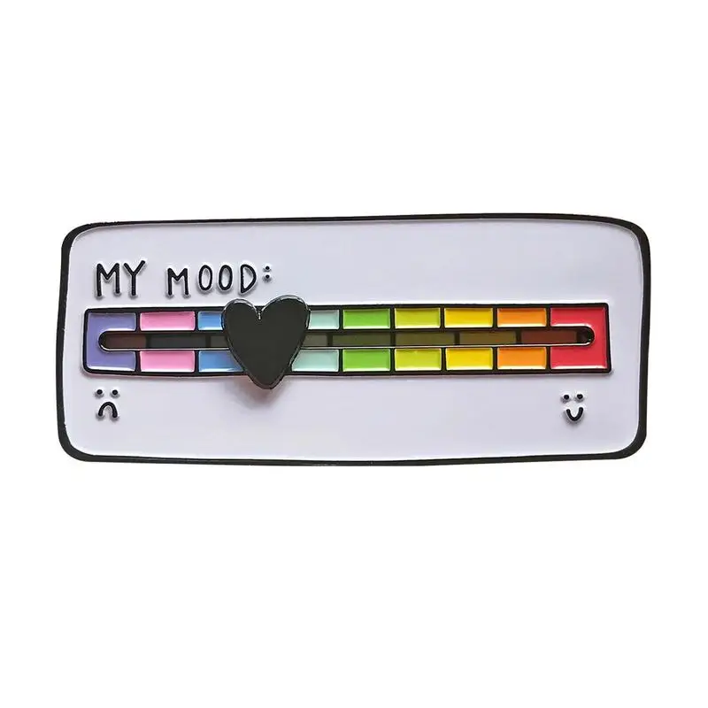 

Mood Scale Colorful Rainbow Pin With Moveable Heart Funny Mood Tracker Badge Brooch Mental Health Pins For Women Men Jewelry