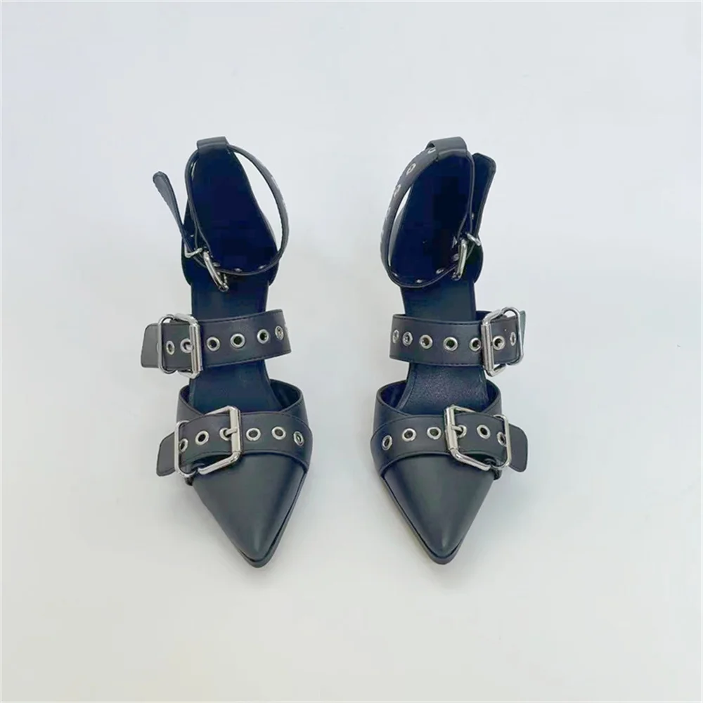 

Женские босоножки на высоком каблуке-шпильке, открытые сандалии с металлическим украшением, на застежке, со шнуровкой, лето 2023