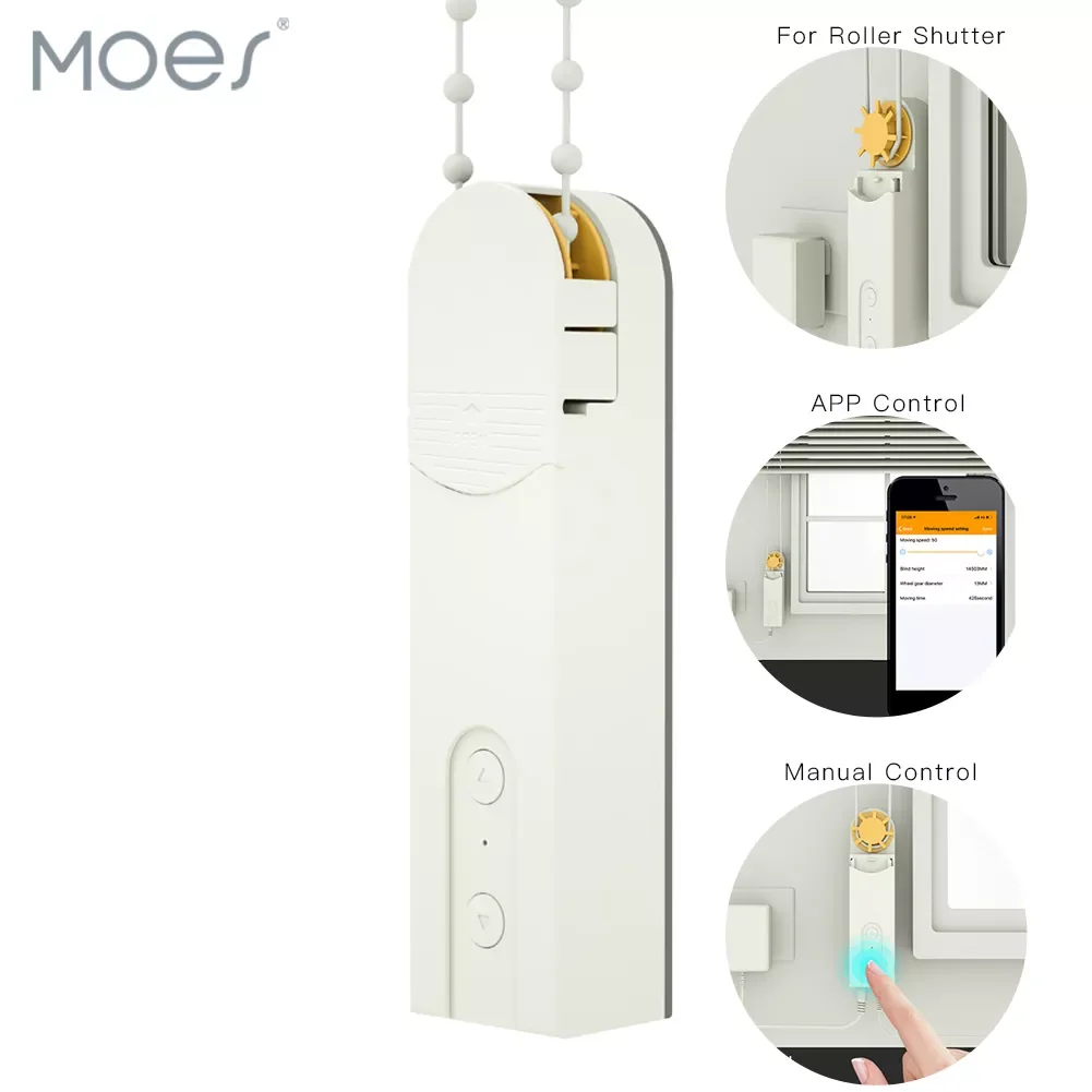 

Moes DIY Smart Motorized Chain Roller Blinds Shade Shutter Drive Motor Powered By Charger Bluetooth APP Control