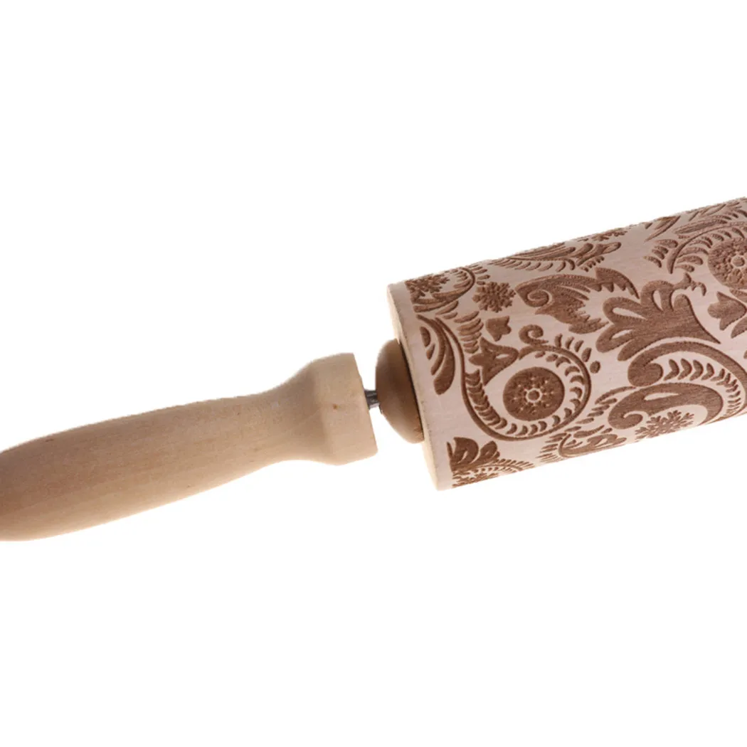 

Practical Brand New Durable High Quality Rolling Pin Embossing Engraved Flower Pattern Roller Pin Rolling Tool