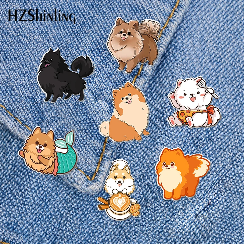 2023 новая шпилька для лацкана из померанского акрила, булавка с застежкой-бабочкой в виде коричневой собаки из эпоксидной смолы, брошь-бабочка ручной работы