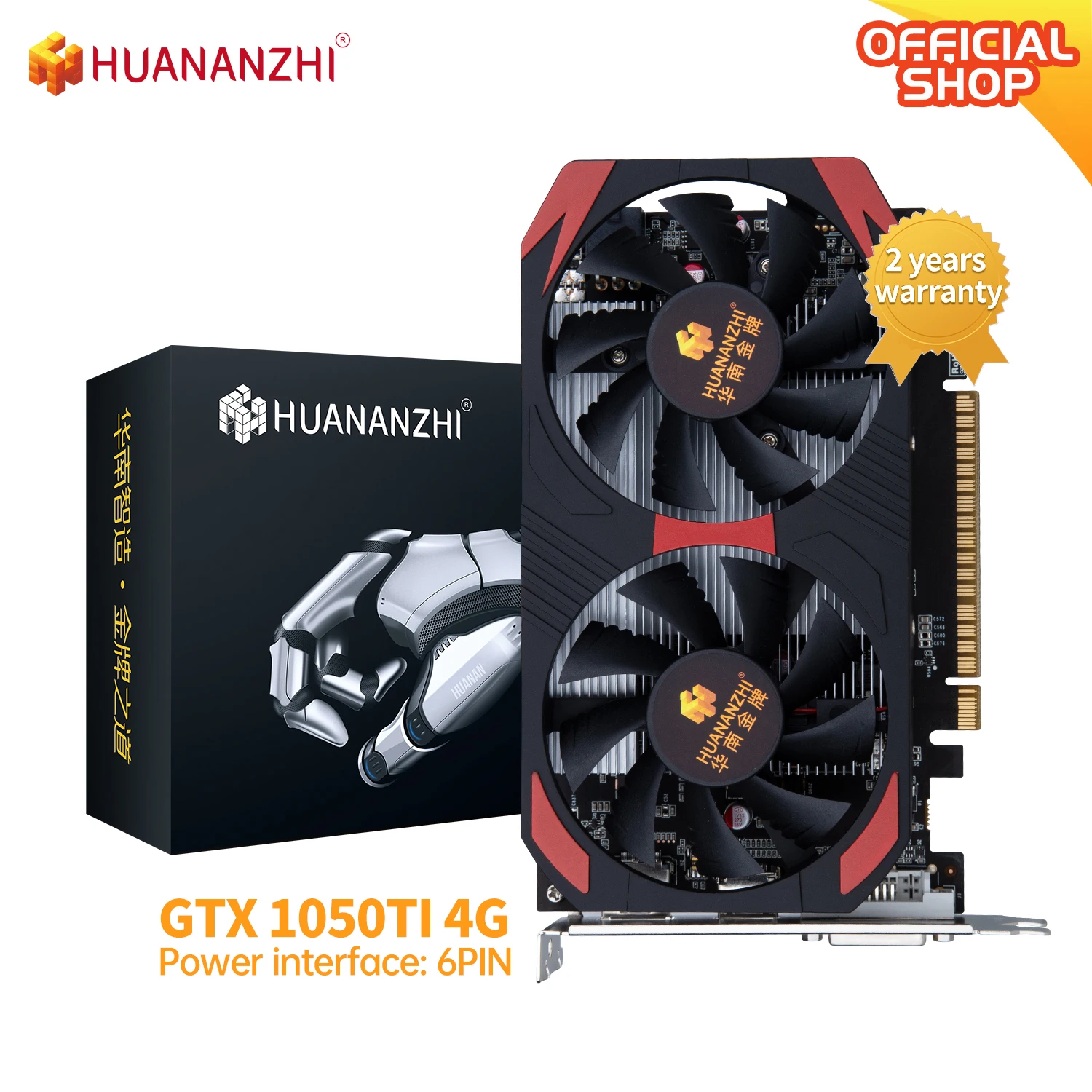 

HUANANZHI GTX 1050TI 4G Brand New Original Graphics Cards 128Bit GDDR5 HDMI-Compatible DP DVI GPU Video Card