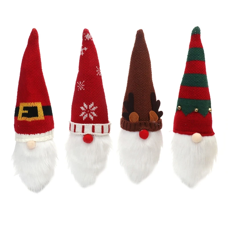 

Рождественские Чехлы для винных бутылок Gnome 4 шт./компл. вязаная шляпа украшение для бутылок P15F