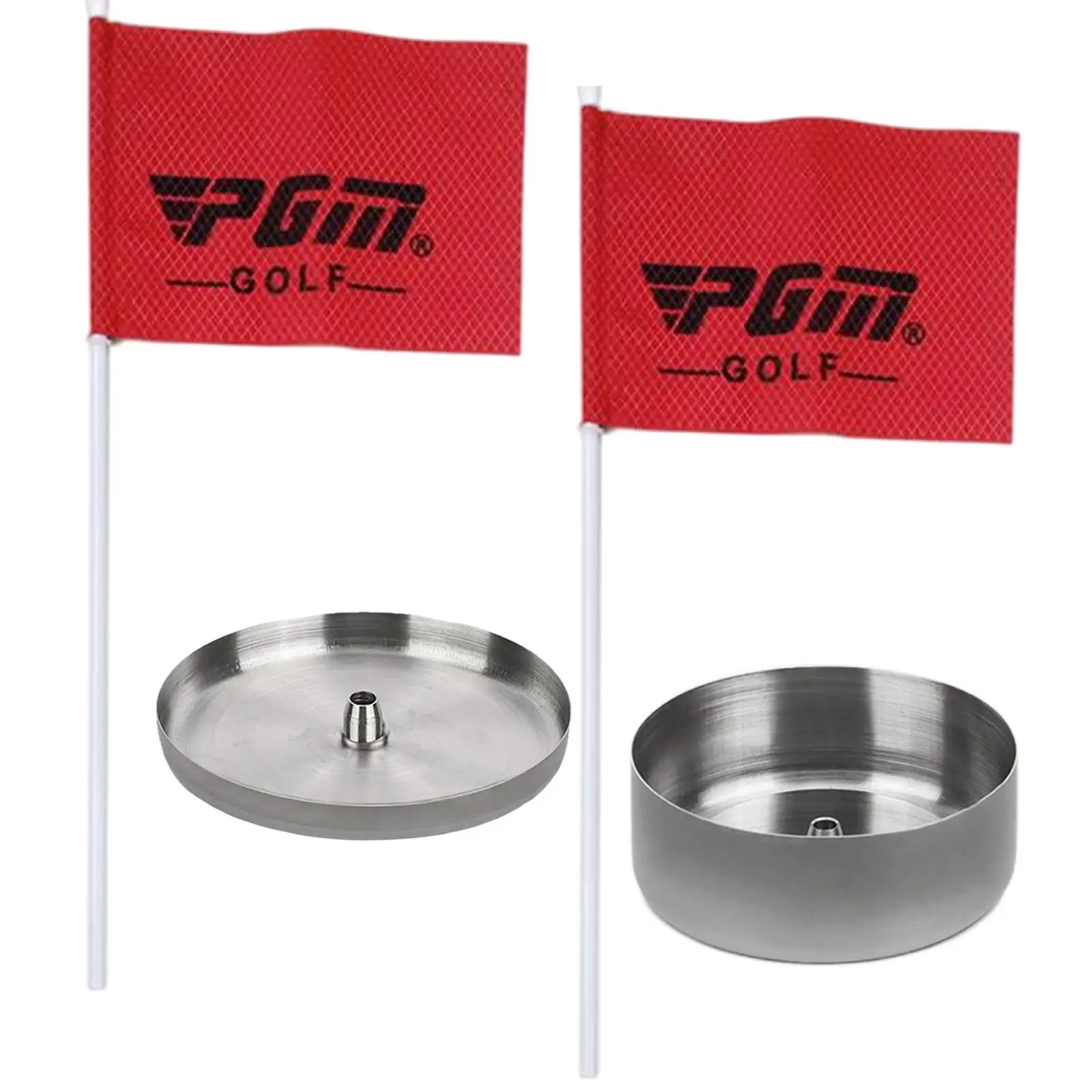 

Stainless Steel Golf Green Hole Cup Flag Stick Durable for Putter Trainer Indoor Outdoor Yard Practice Hitting Training Tools