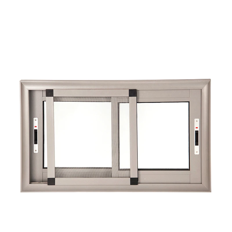 Специально оформленная серый алюминиевая решетка безопасности с сваркой размером 52х62, бронзового цвета, для раздвижных окон.