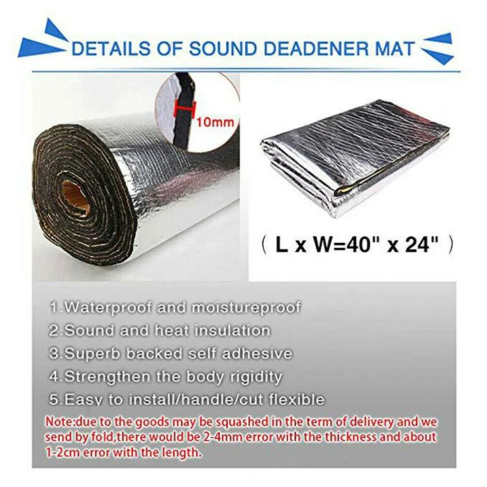 2M X 10mm Car Soundproof Adhesive Heat Noise Insulation Pad Cotton Acoustic Foam For Recording Studios Home Theatres Car  Gym enlarge