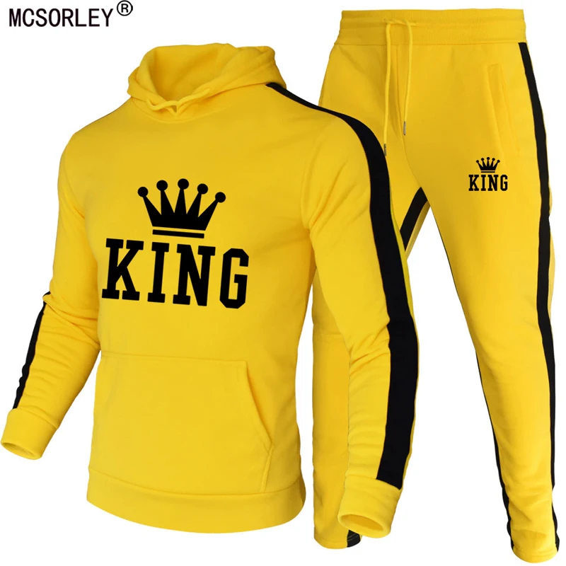 

King Tracksuit Men Sets Winter Hoodies Pants 2 Piece Running Hoodies Men Autumn Sweatshirt Sport Joggers Sweatpants Suit Male