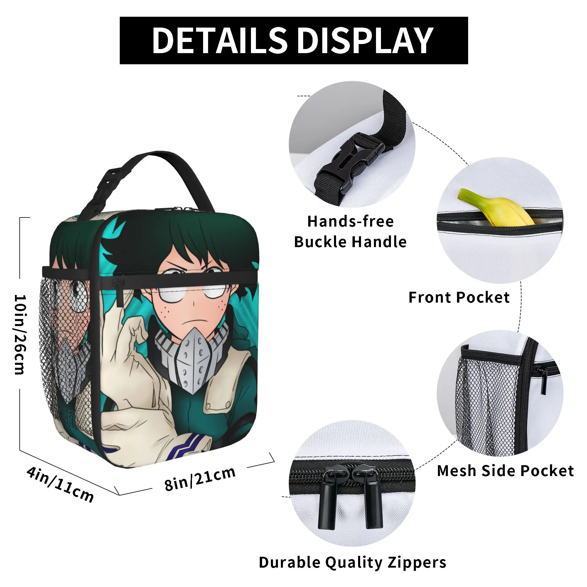 Фото Термоизолированные сумки для обедов Deku My Hero Academia Anime, портативные сумки для хранения продуктов, термосумки-холодильники для обедов №4