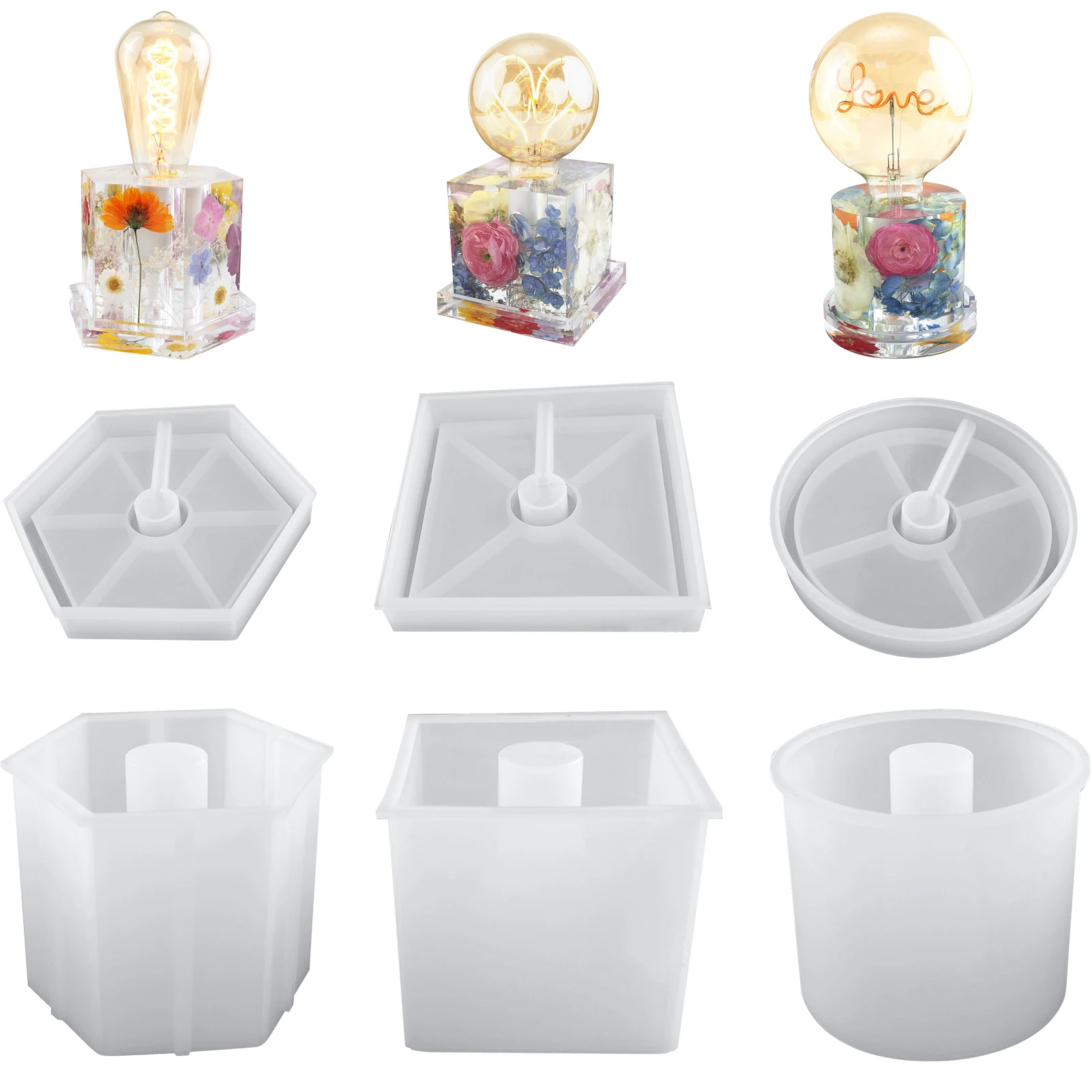 

Cube Resin Molds Silicone Resin Mold With Light Base Lamp Display Base Mould Kit Epoxy Resin Casting Molds For Candle Soap