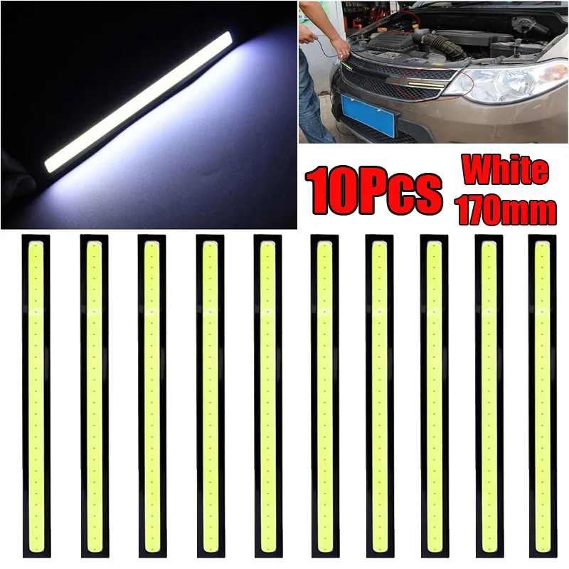 10pcs LED COB Car Driving Daytime Running Lamp Fog Light White Waterproof Super Bright Auto Safety Driving Lamp Auto Accessories