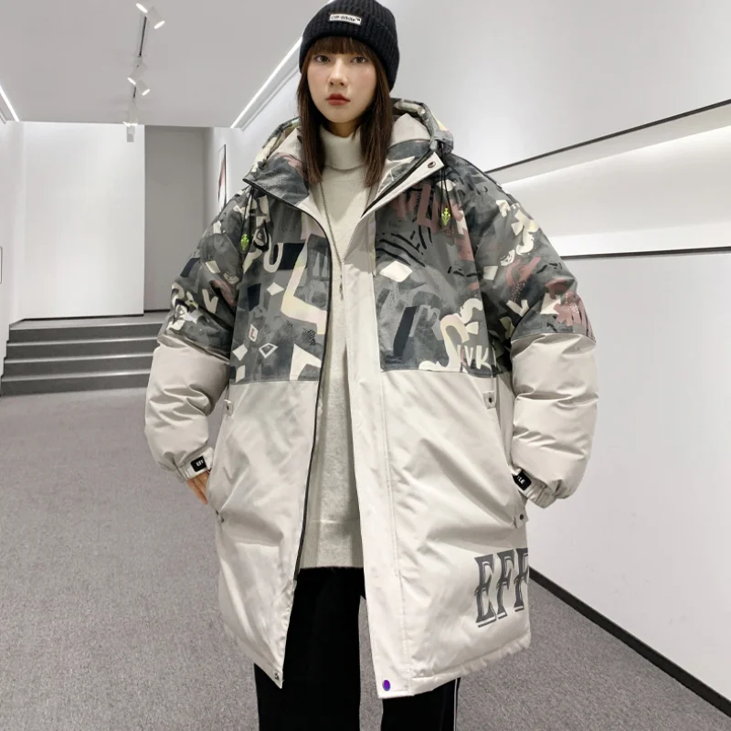 Large Down Jacket, Men's Wear, Women's Coat, Roeinickl Patchwork Hat Down Jacket, Medium Length Quality Coat, Outdoor Sport Coat