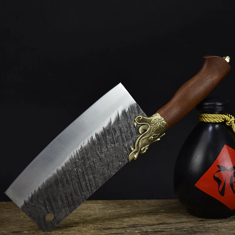 

Кухонные ножи Longquan, медный Декор ручной работы, кованый нож 7,7 дюйма, острый резак, Мясницкий китайский шеф-повар, нож для резки овощей, мяса
