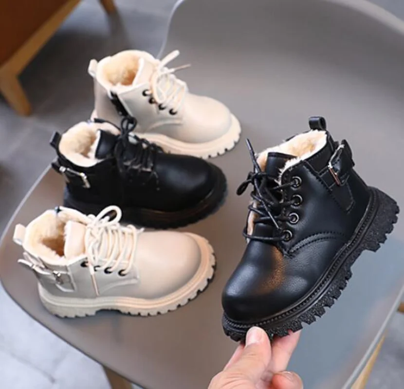 

2022 Autumn Children Casual Shoes Winter Snow Boots Boys Shoes Fashion Leather Soft Antislip Girls Boots Baby Kids Sport Shoes