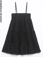 pailete women 2022 fashion textured mini dress vintage backless zipper thin adjustable straps female dresses mujer