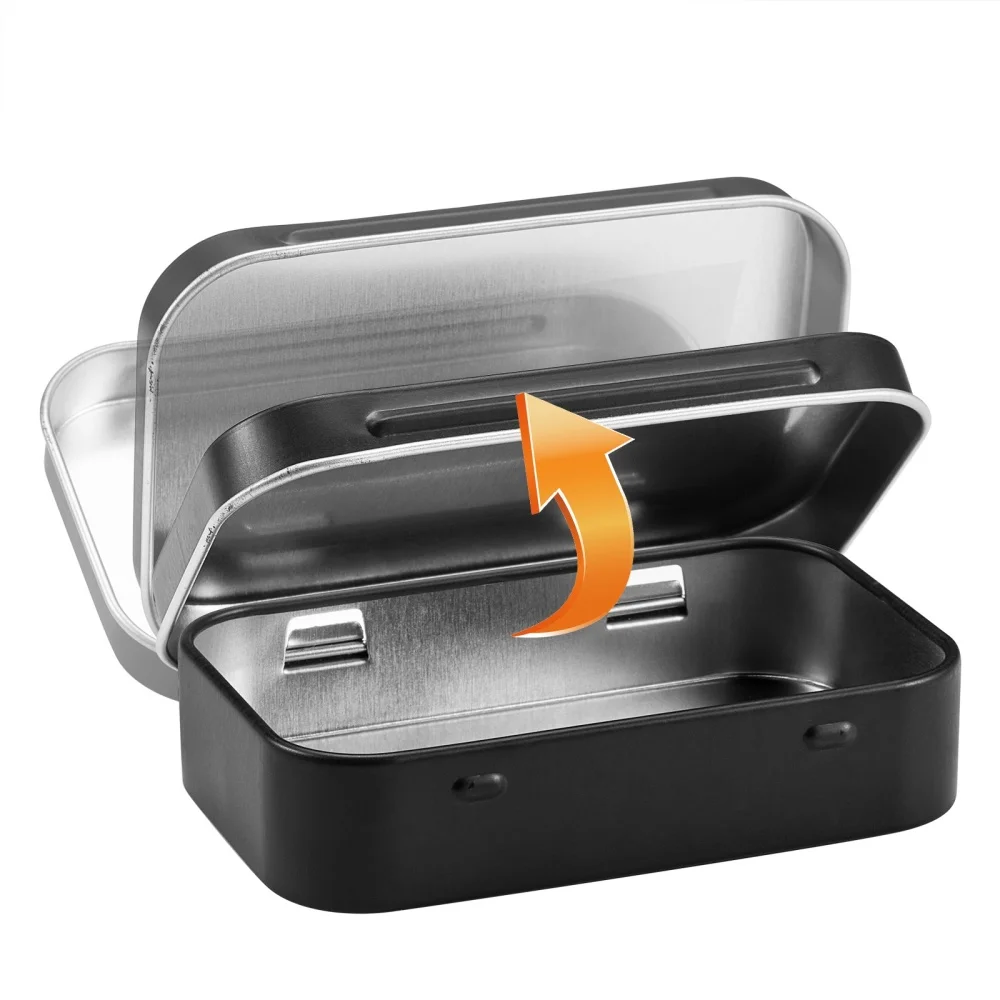 10Pcs Empty Metal Tins 9.5x6x2.2cm Rectangle Flip Storage Containers Jars Portable Jewelry Coin Candy Parts Crafts Packaging Can