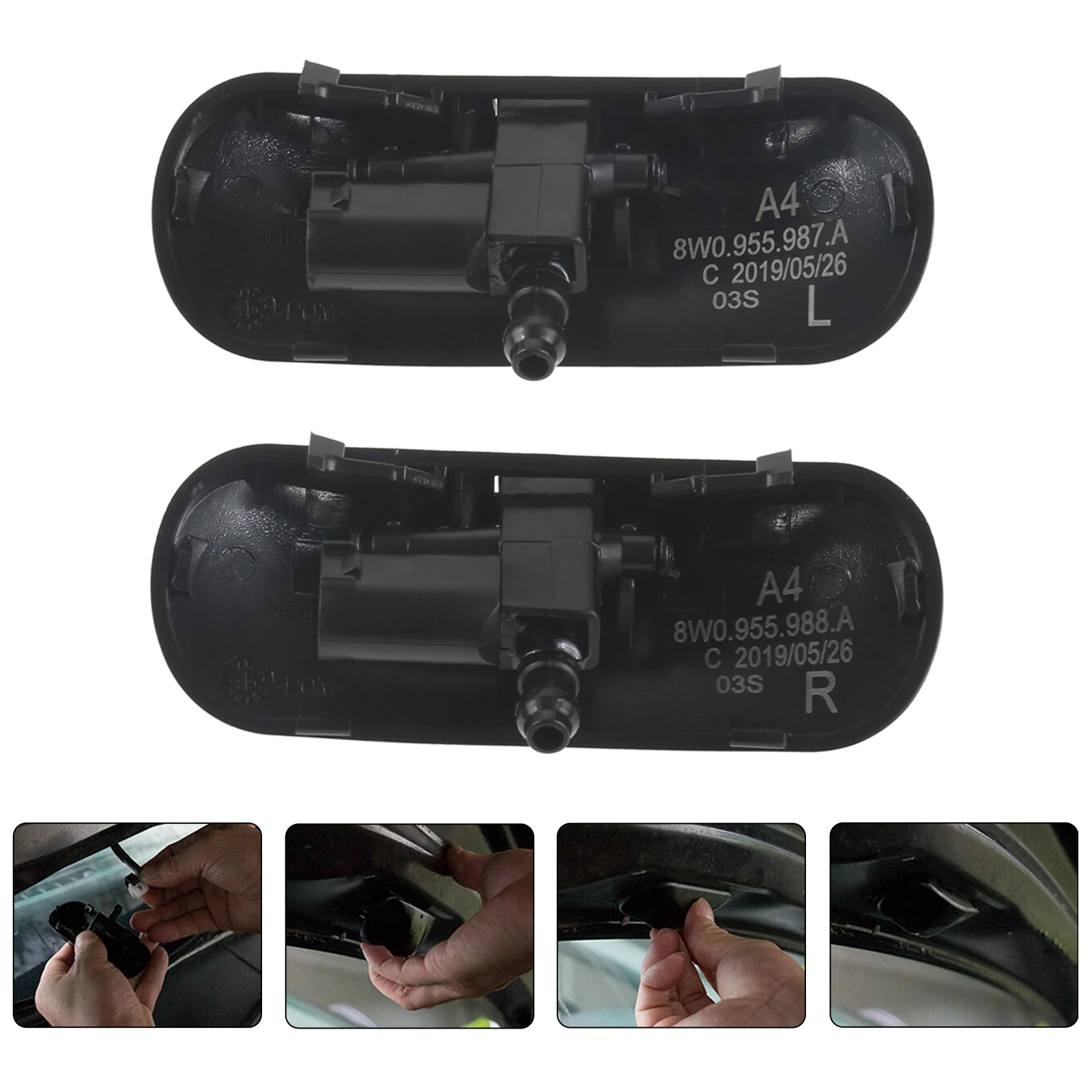 

2Pcs Black Car Windshield Washer Nozzles Left Right Water Spary Jet with Heated ABS for A7 S7 RS7 4G Auto Replacement Item