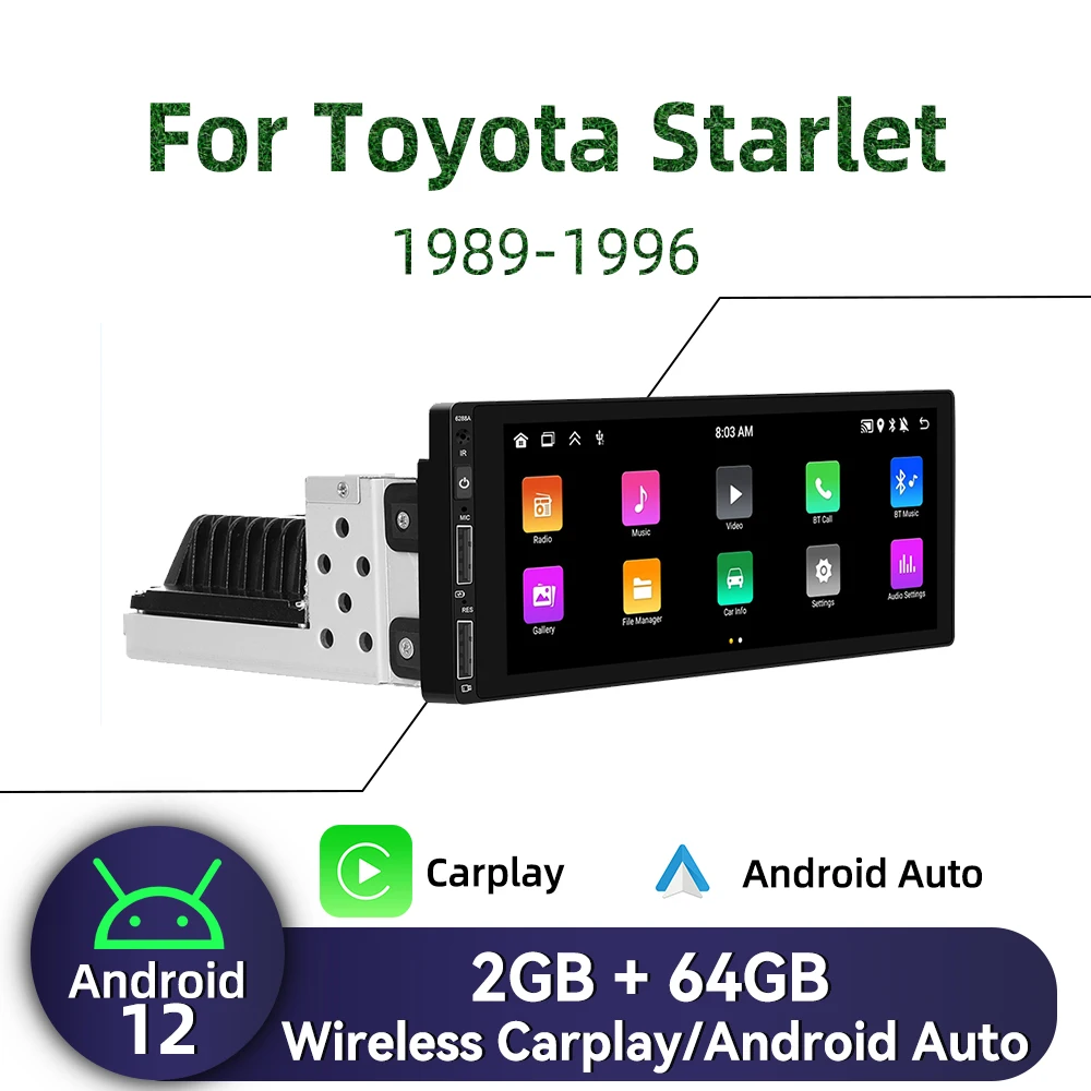 1Din радио Android автомобильный мультимедиа для Toyota Starlet 1989-1996 6 9-дюймовый экран
