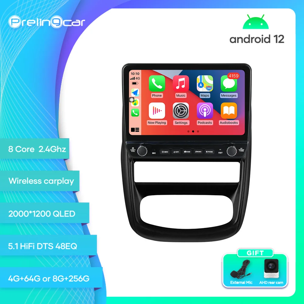 

Prelingcar для Renault Duster 2010-2015 Android 12 автомобильный монитор 8 256g Carplay RDS GPS Встроенный 2din Радио DVD плеер 5,1 HIFI DST