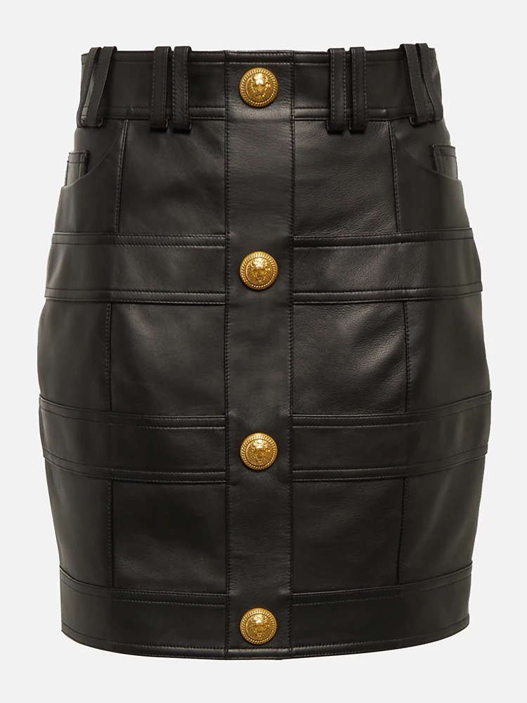 Женская юбка из искусственной кожи на пуговицах