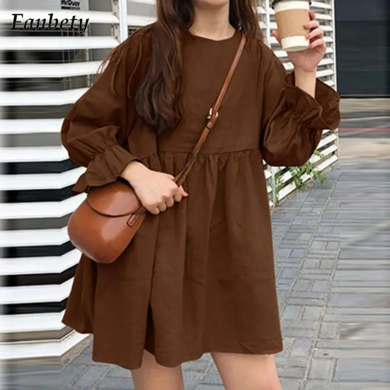 

Elegant Polka Dots Party Dress Women Fashion O Neck Beach Dress Ladies 2022 Autumn Casual Long Sleeve Cotton Linen A-Line Dress