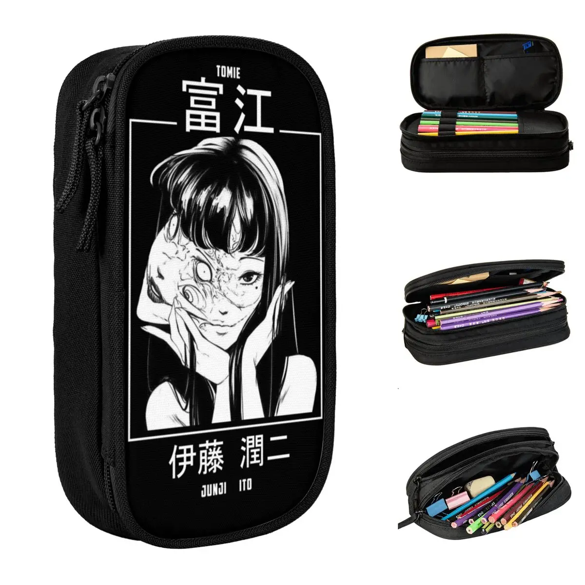 Junji Ito Tomie Pencil Cases New Japanese Horror Manga Comic Pen Holder Bags Girl Boy Large Storage School Gift Pencilcases