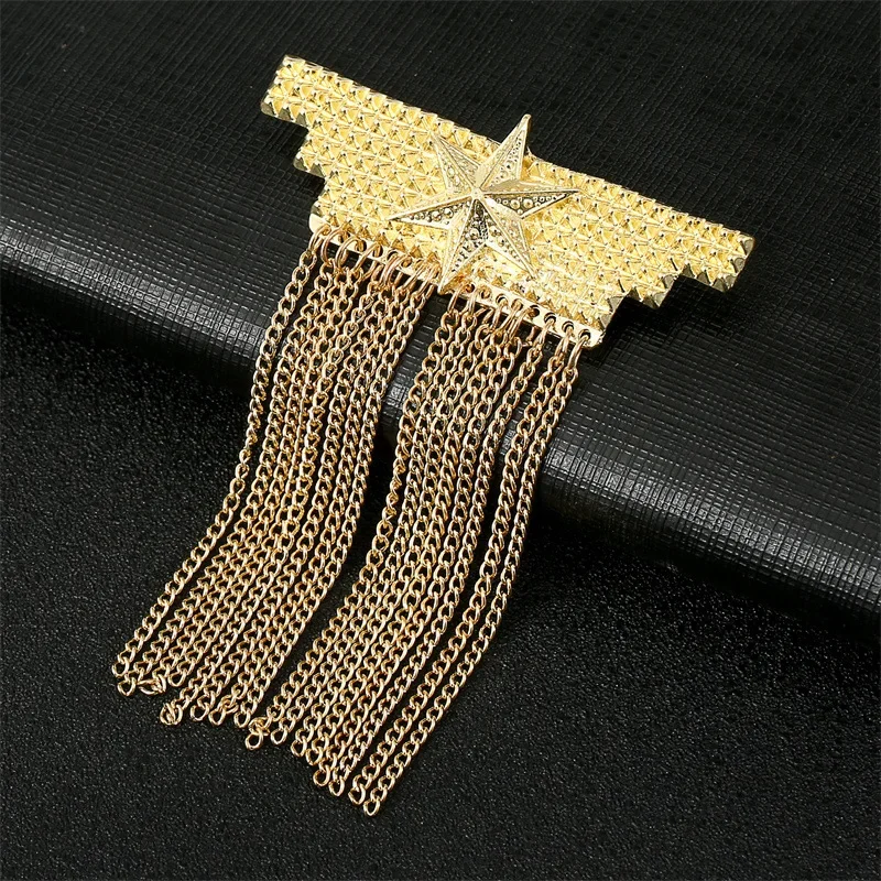 

Trendy Crown Wings Styled Tassel Breast Pin Men's Business Korean Chain Pins Women's Sweater Coat Jewelry Accessories Gift