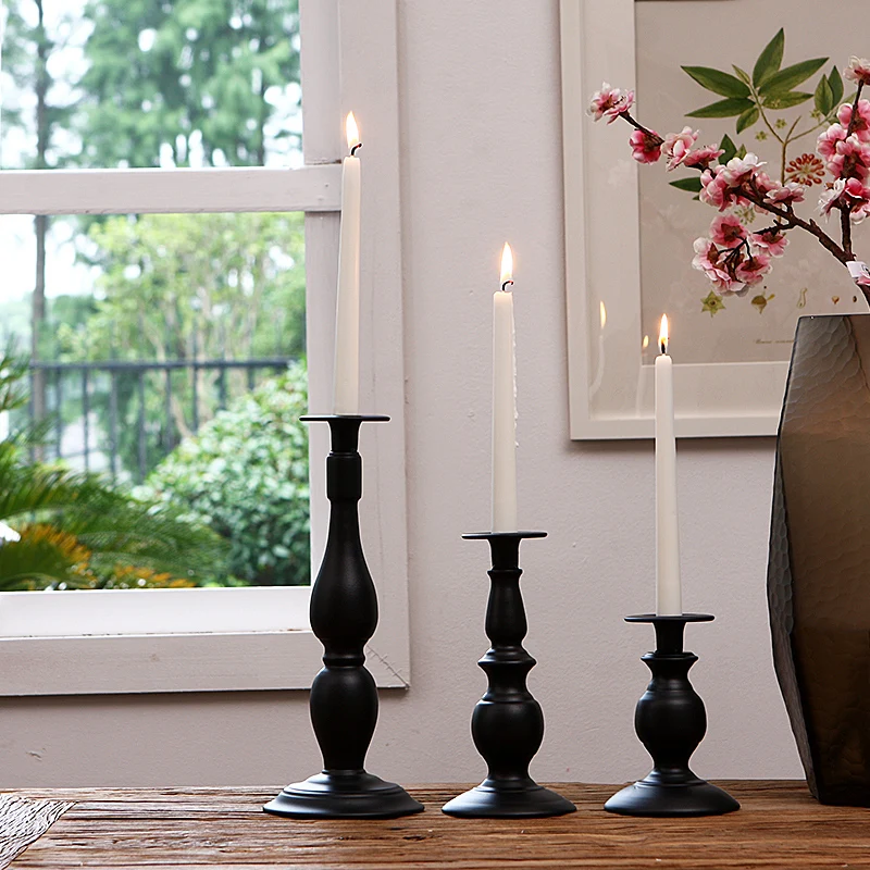 

Black Nordic Candle Holder Table Vintage Metal Wedding Luxury Craft Rustic Pillar Candle Holder Outdoor Bougeoir Home Decoration
