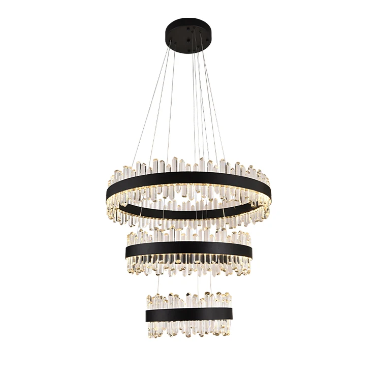 

Hot Selling Factory Direct Sales Customized Black Modern Crystal Chandelier Ring Led Ring Chandelier