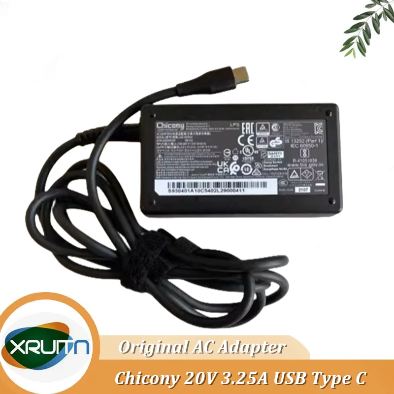 Оригинальное зарядное устройство переменного тока Chicony A20-065N3A 65 Вт 20 В 3 25 А USB-C