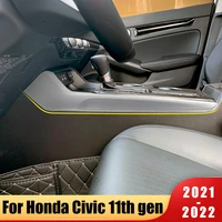 for honda civic 11th gen 2021 2022 car gear shift knob panel side decorative strips cover sticker trim abs interior accessories