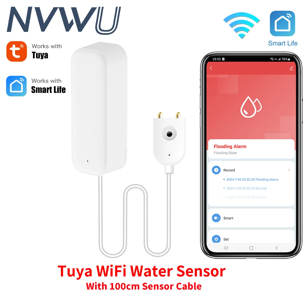Tuya Smart WIFI датчик утечки воды сигнализация детектор уровня наводнения приложение
