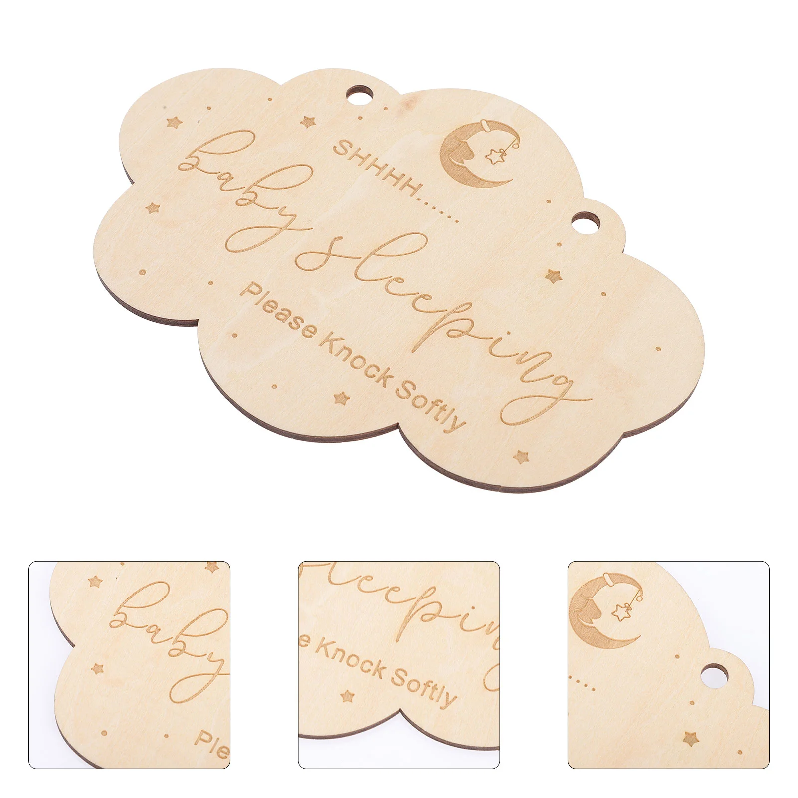 

Baby Door Sign Sleeping Hanging Decoration Room Nursery Wooden Wreath Hanger Plaque Knob Kids Wall Decor Cloud