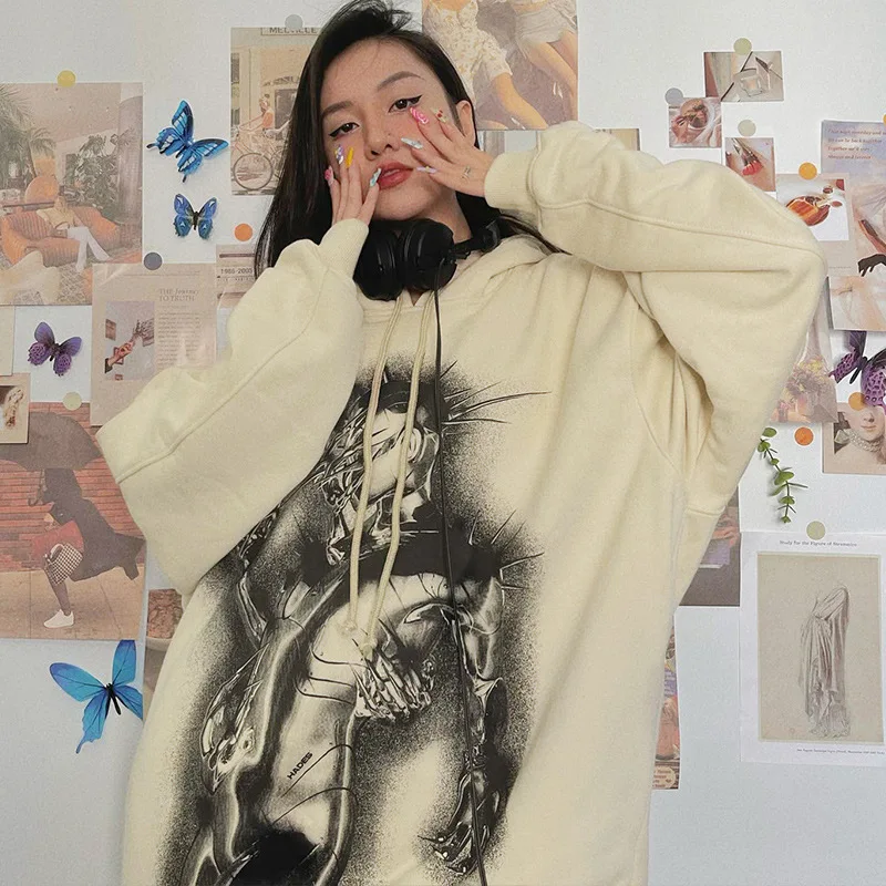 Essentials Hoodie Top Women Sweatshirt Y2k Clothing Female Pullover Long Sleeve Printed Hooded Gothic Kpop Outfit Sweat Oversize