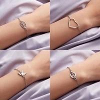 vintage silver color leaf 8 number infinity pendant charm bracelets for women fashion handmade metal chain bracelets jewelry new