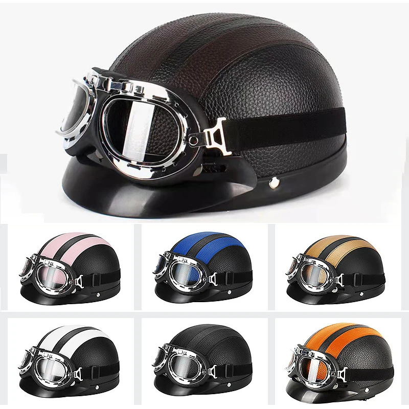 

Men Women Retro Motorcycle Helmet Moto Helmet Scooter Half Face E-Bike Motorbike Crash Moto Helmet Casco Moto for Harley Style