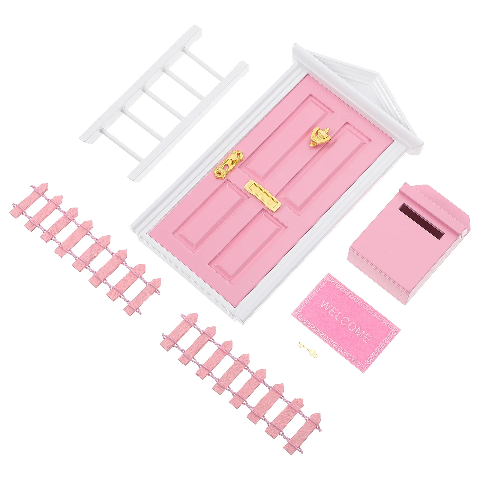 

1 Set of Doll House Outdoor Miniature Scene Color Door Ladder Decor