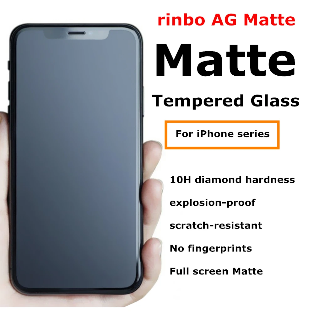 

Rinbo 6D матовое закаленное стекло для iPhone 13 12 11 Pro Max полное покрытие Защитная пленка для экрана на iPhone X XR XS Max 13 mini стекло