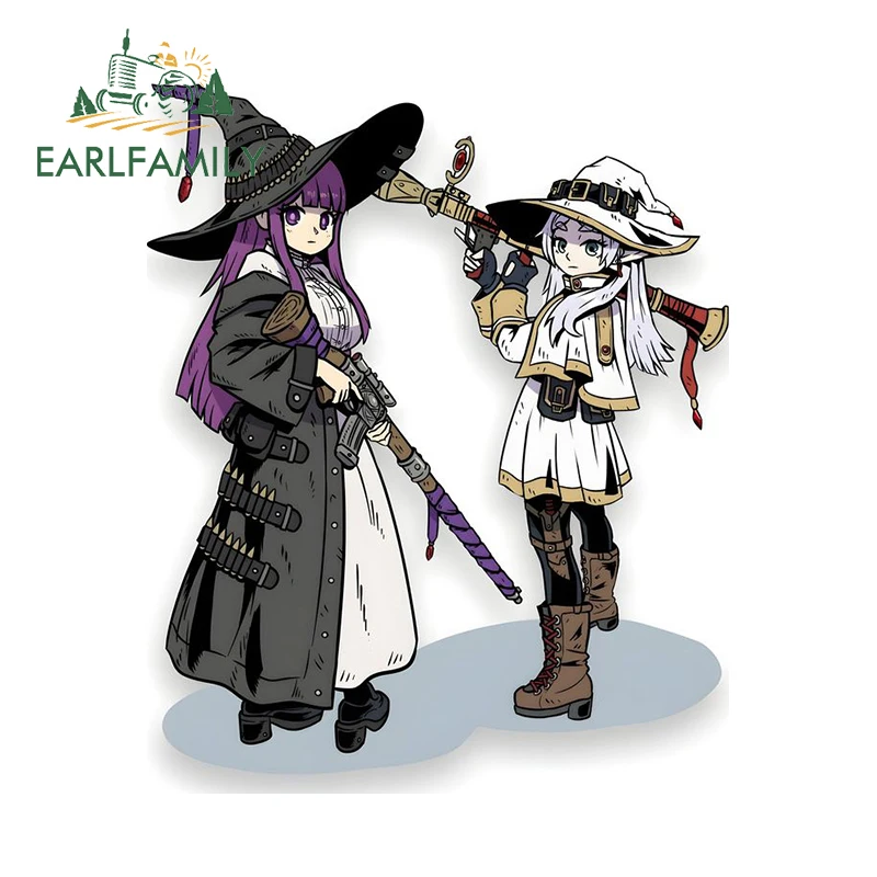 

EARLFAMILY 13 см X 10,6 см для Frieren, милый держатель пистолета, забавные автомобильные наклейки, модные аниме-наклейки, защита двери автомобиля, граффити