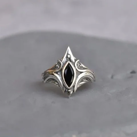 Foxanry серебряный цвет черный циркон кольца для женщин пары винтажная мода индивидуальность простой хип-хоп панк ювелирные изделия на день рождения подарки