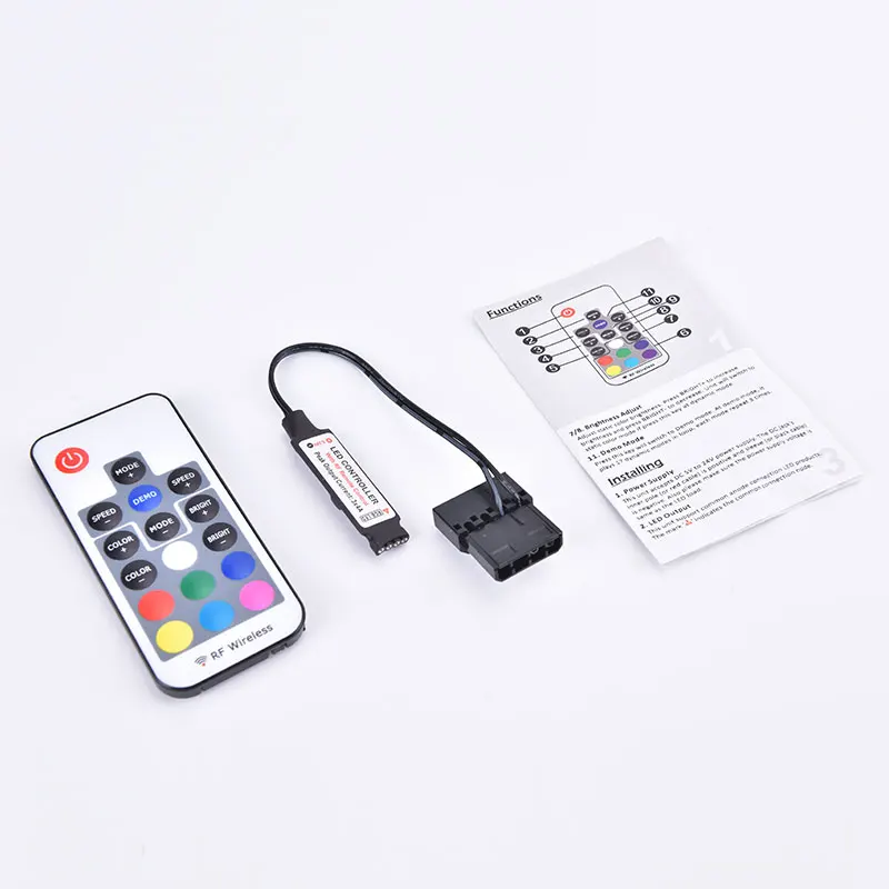 

12V DC SATA RGB Controller RF Remote Controler Wireless For PC Case LED Strip