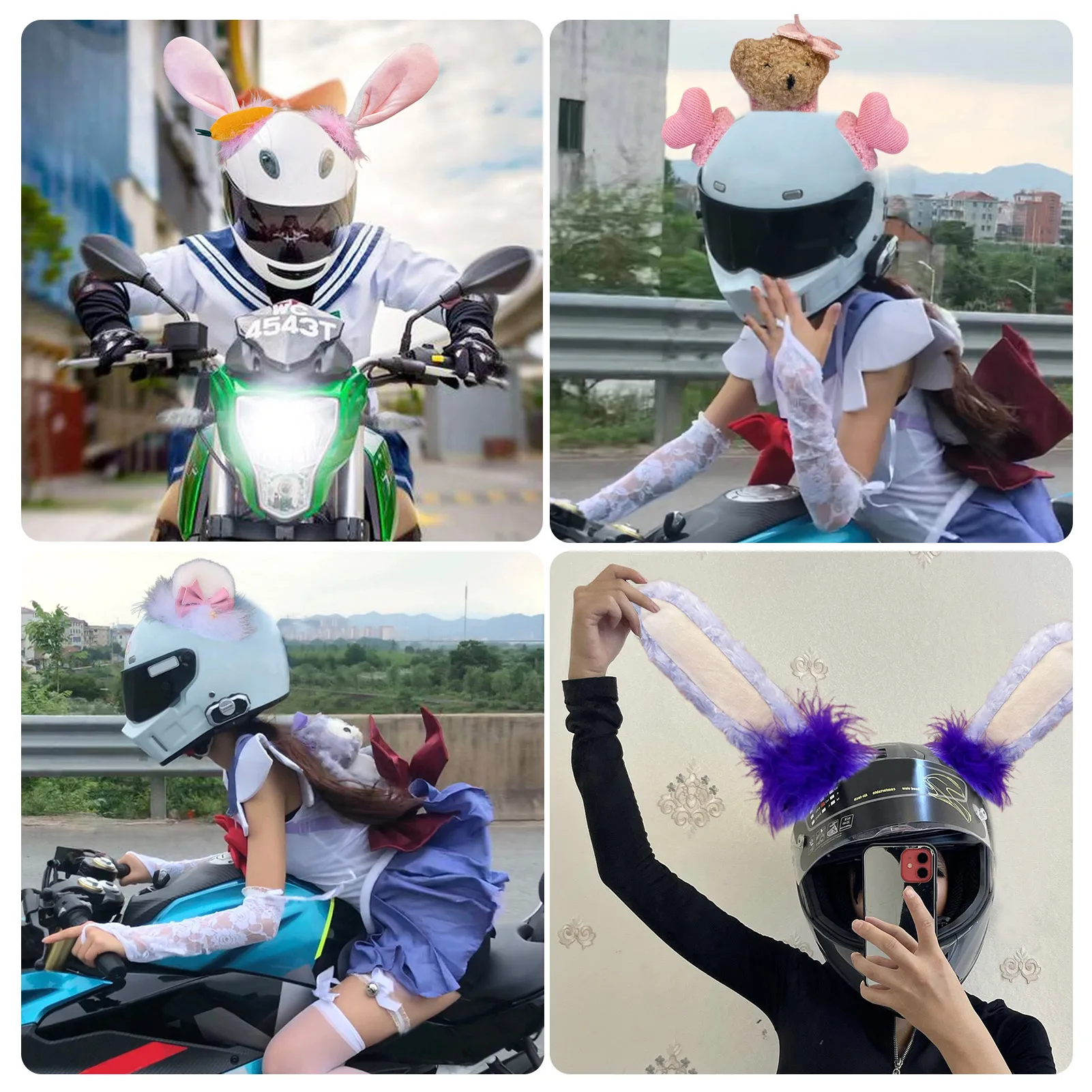 

Headgear Decoration Ears Headgear Accessory For Motorcycle Headgear Bear Ear Decoration For Motorcycle Women Full Face Helmets