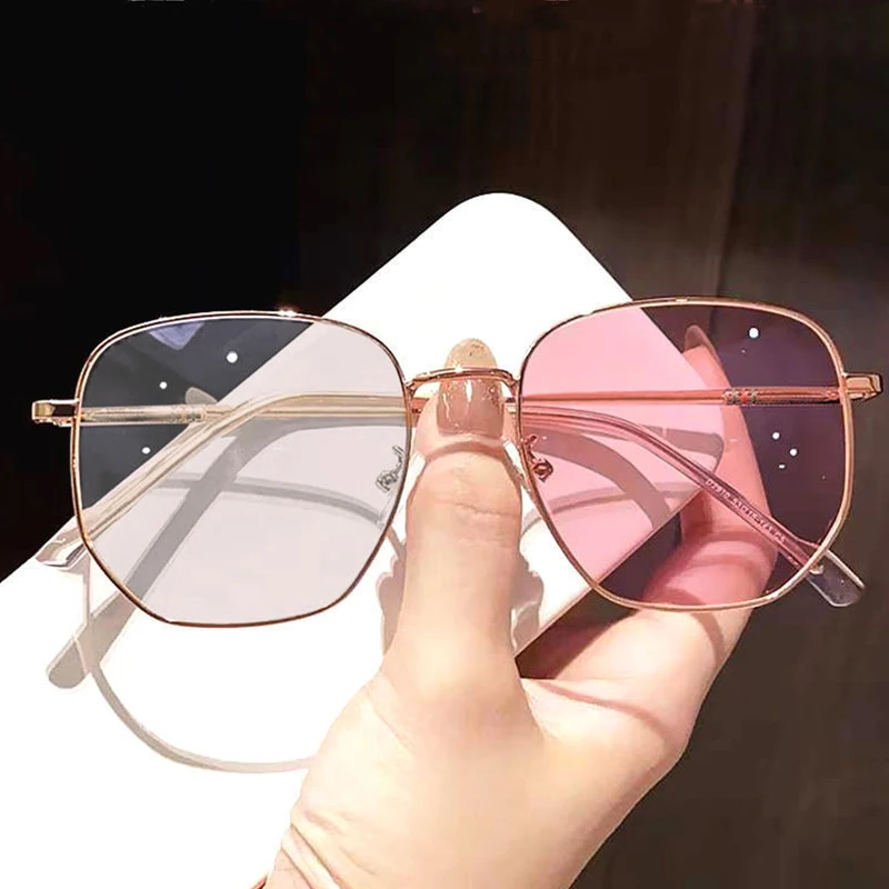 

Oversized Photochromic Myopia Glasses Metal Frame Nearsighted Sunglasses Women's Full Frame Reading Glasses Diopter 0 To -6.0