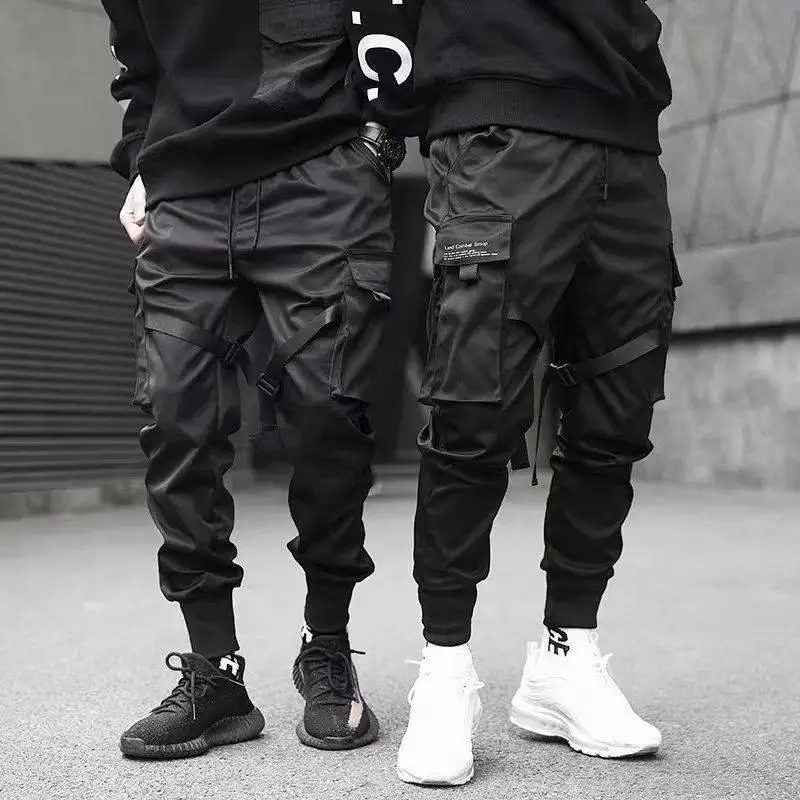 

Ribbons Harem Joggers Men Cargo Pants Streetwear 2021 Hip Casual Pockets Track Pants Mens Clothing Harajuku Fashion Trousers