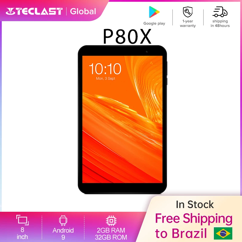 

Teclast P80X планшет с 8-ядерным процессором, ОЗУ 2 Гб, ПЗУ 32 ГБ, Android 9, 1280x800