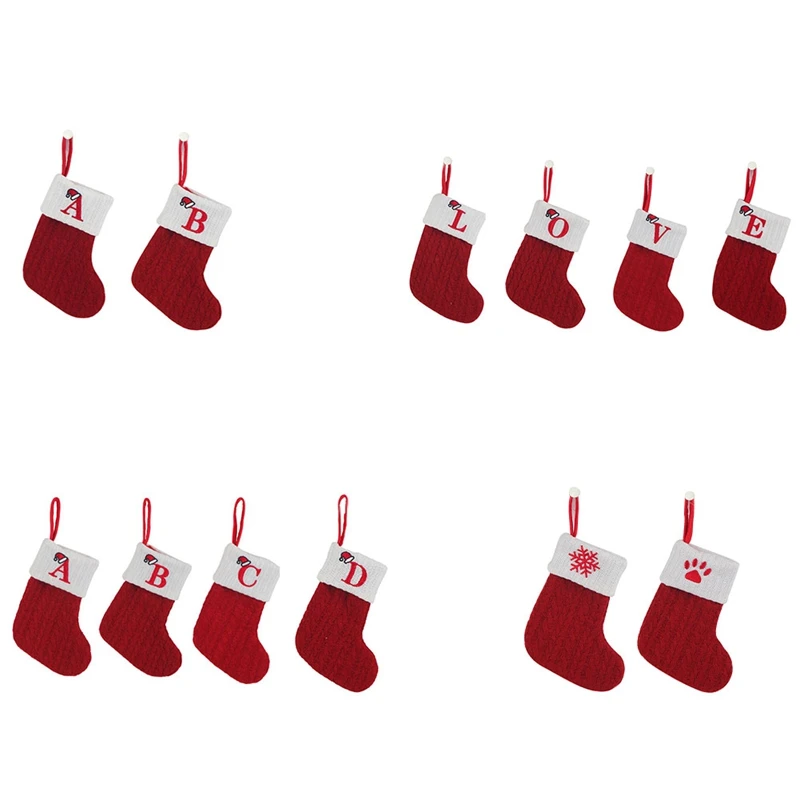 

Вязаные носки с алфавитом для фестиваля, украшения для деревьев, украшения для дома, праздничные подарочные носки, простота в использовании