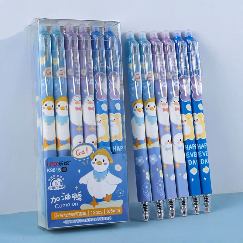 

0.5mm Magic Erasable Pen Press Gel Pen Set Blue Ink Erasable Refill Rod Gel Ink Stationery Retractable Pens Washable Handle 6Pcs