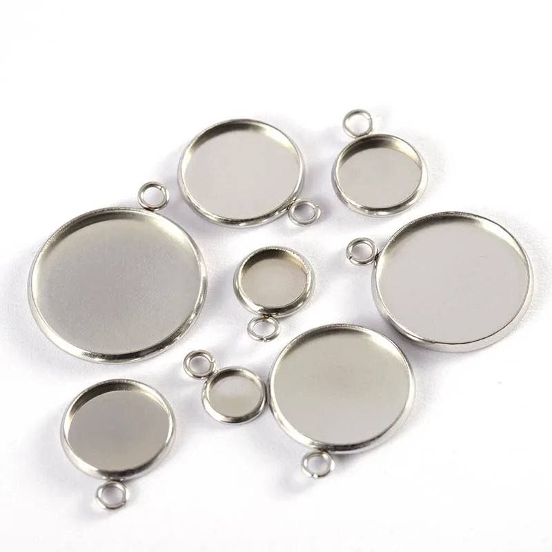 6 8 10 12 14 16 18 20 25 mm Single Loop Round Cabochon Base Tray Bezels Blank Cameo Setting Supplies For Jewelry Making Pendant