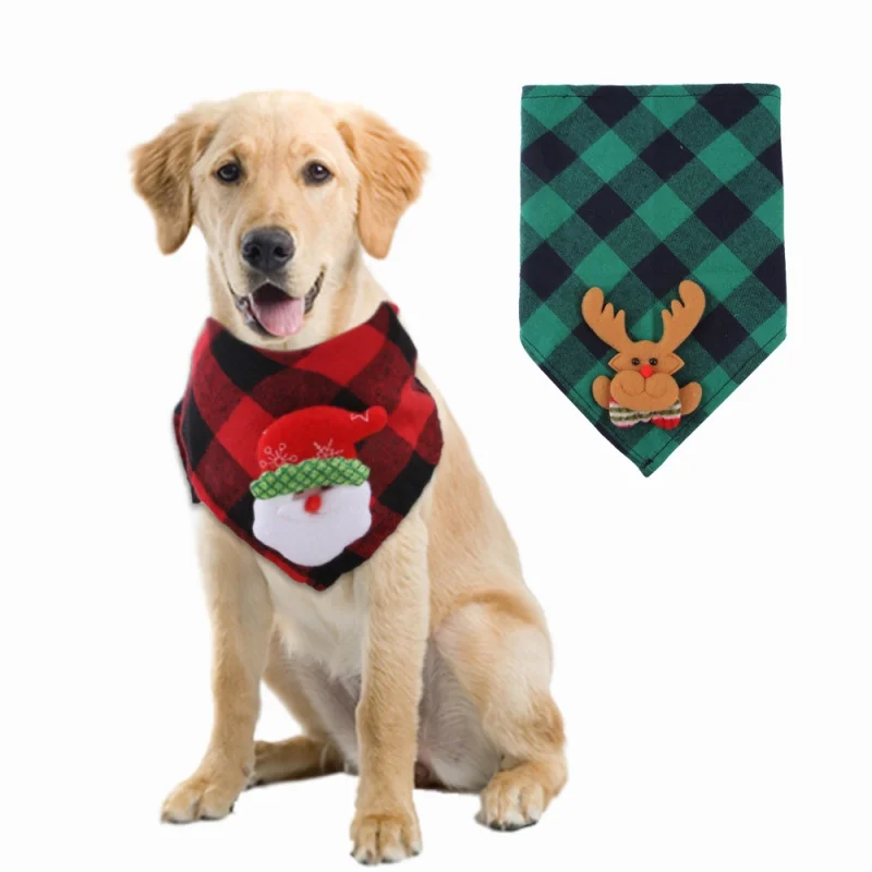 

2 Packs Dog Christmas Triangle Bandanas Pet Scarf for Cat Collar Cotton Washable Bow Ties